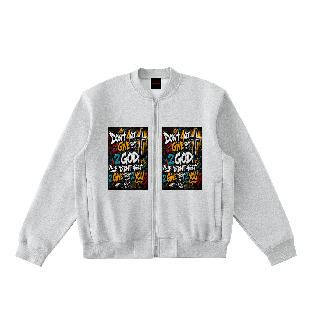 Essential Zip-Up Fleeced Varsity Jacket