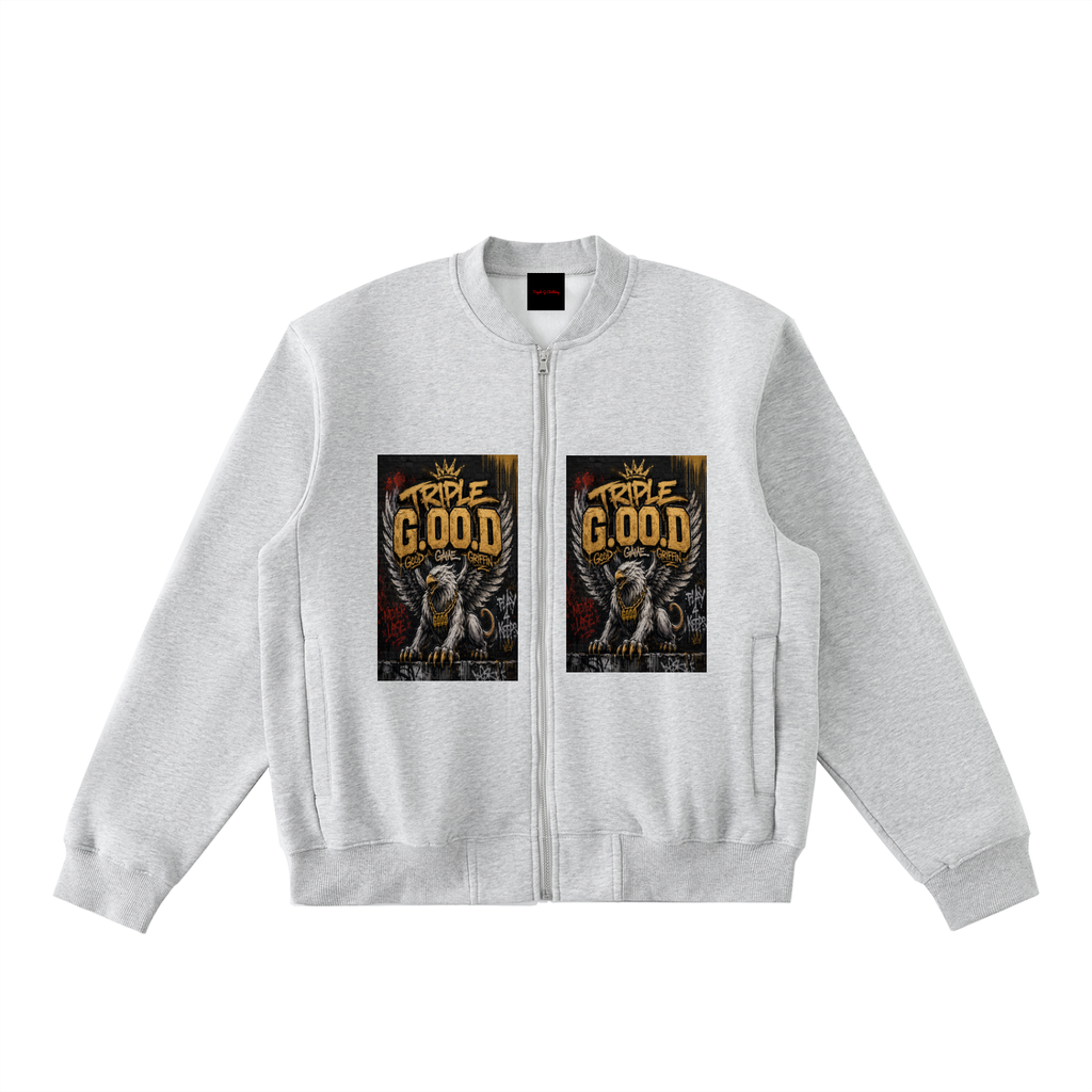 Essential Zip-Up Fleeced Varsity Jacket