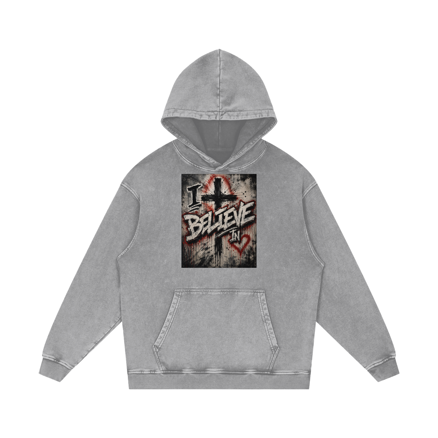 Snow Washed Loose Cotton Hoodie
