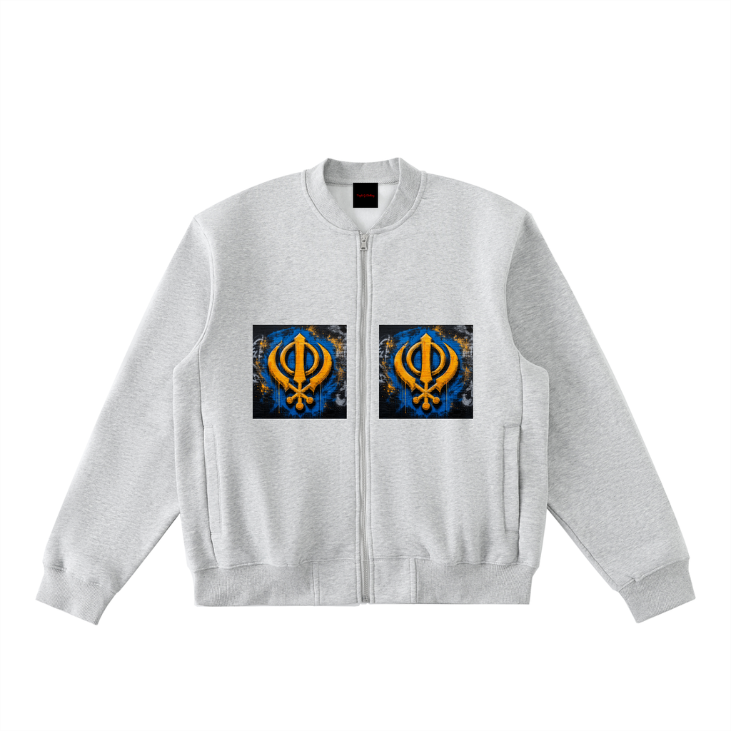 Essential Zip-Up Fleeced Varsity Jacket