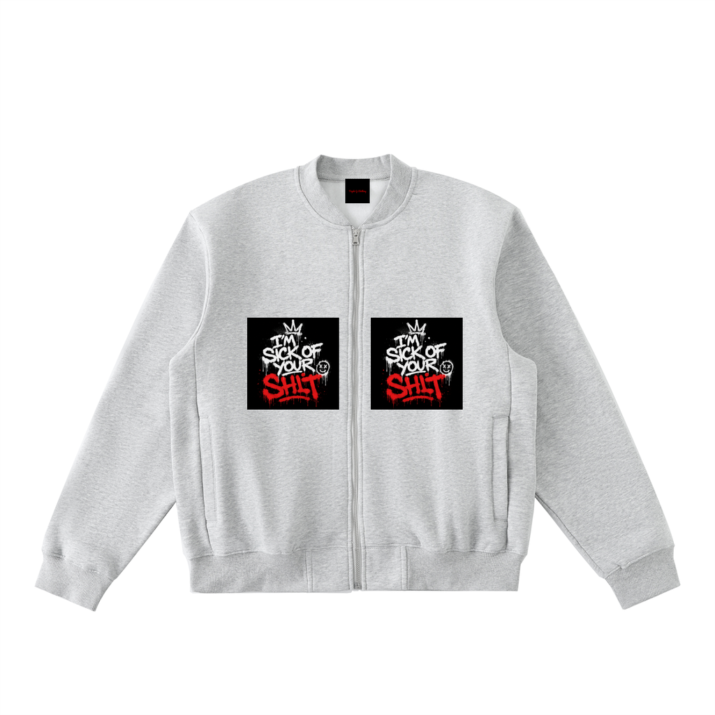 Essential Zip-Up Fleeced Varsity Jacket