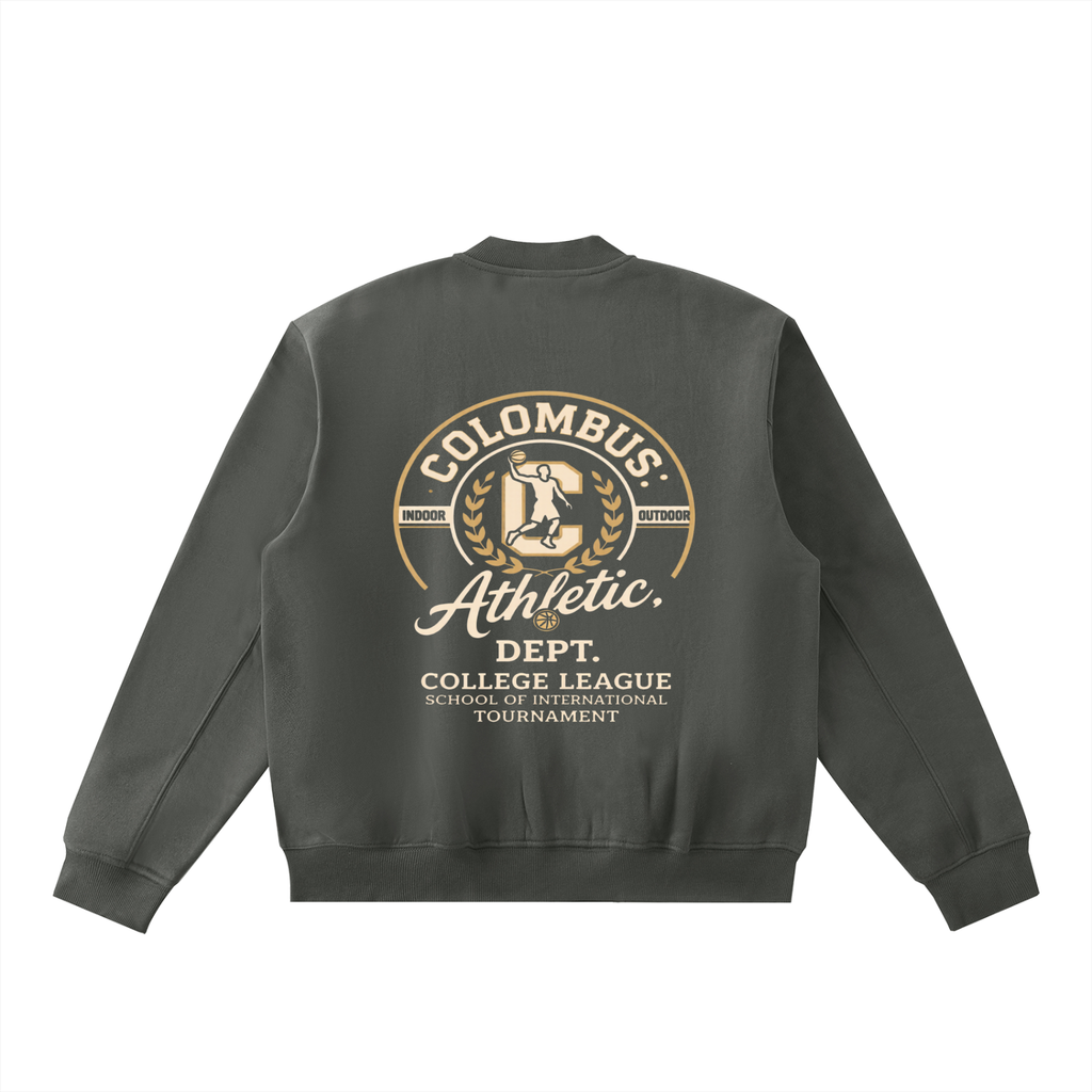Essential Zip-Up Fleeced Varsity Jacket