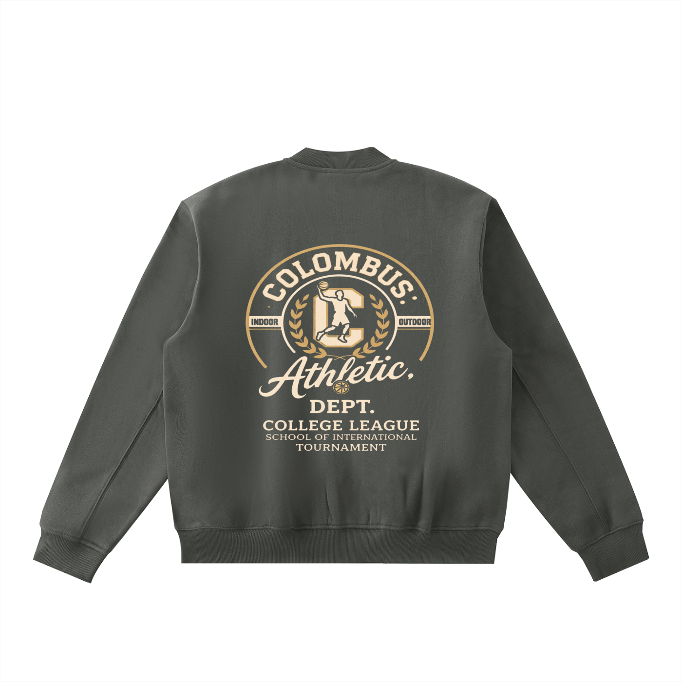 Essential Zip-Up Fleeced Varsity Jacket