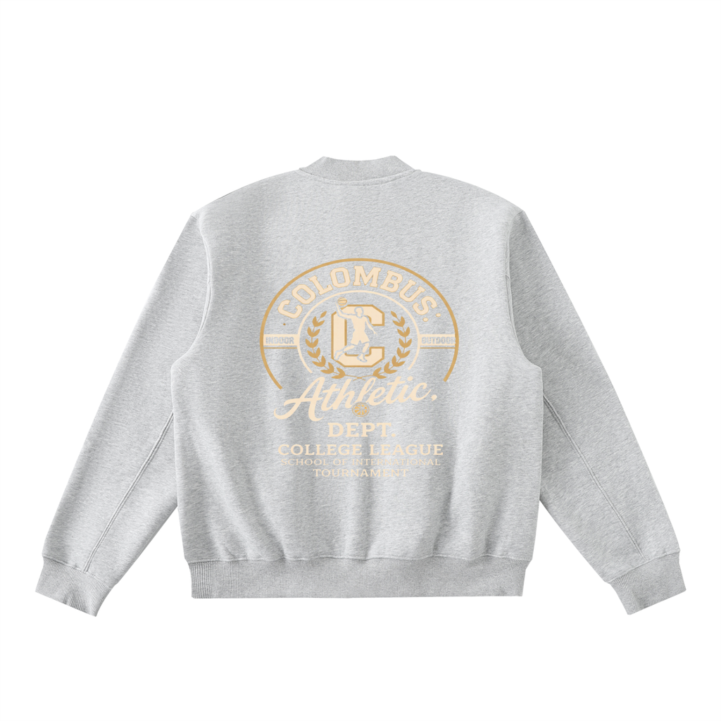 Essential Zip-Up Fleeced Varsity Jacket
