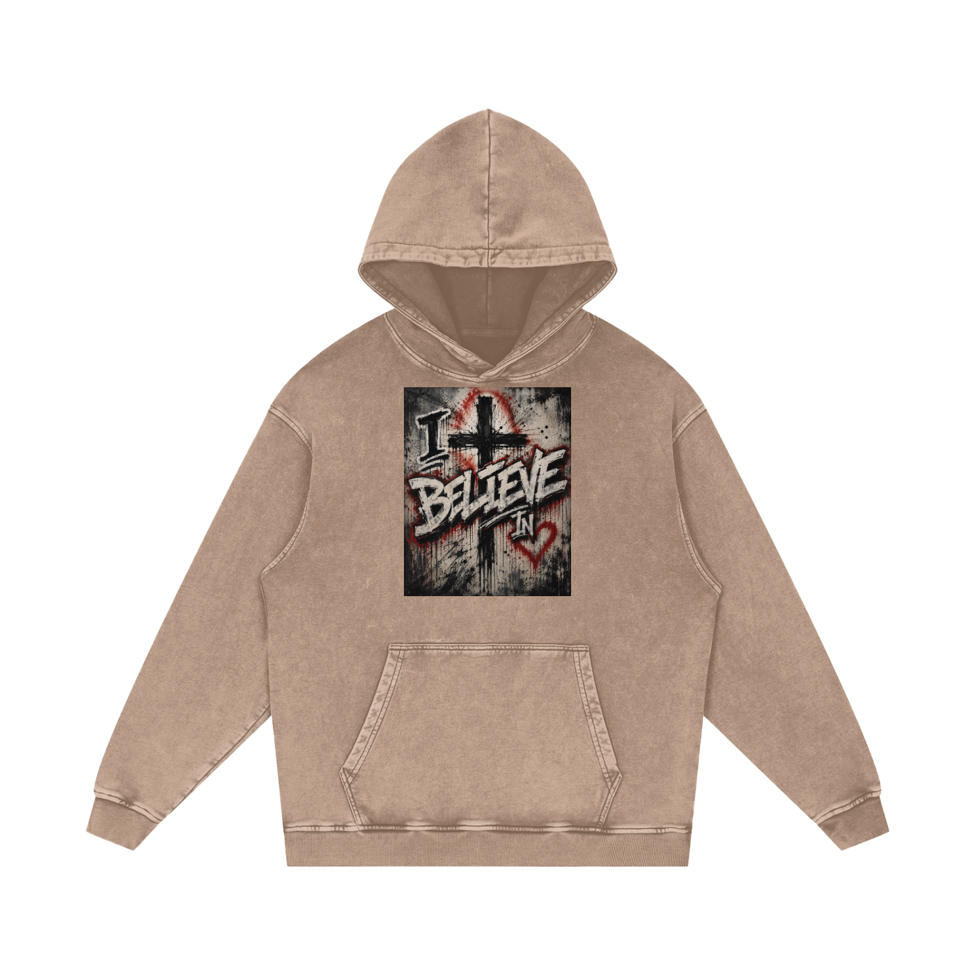 Snow Washed Loose Cotton Hoodie