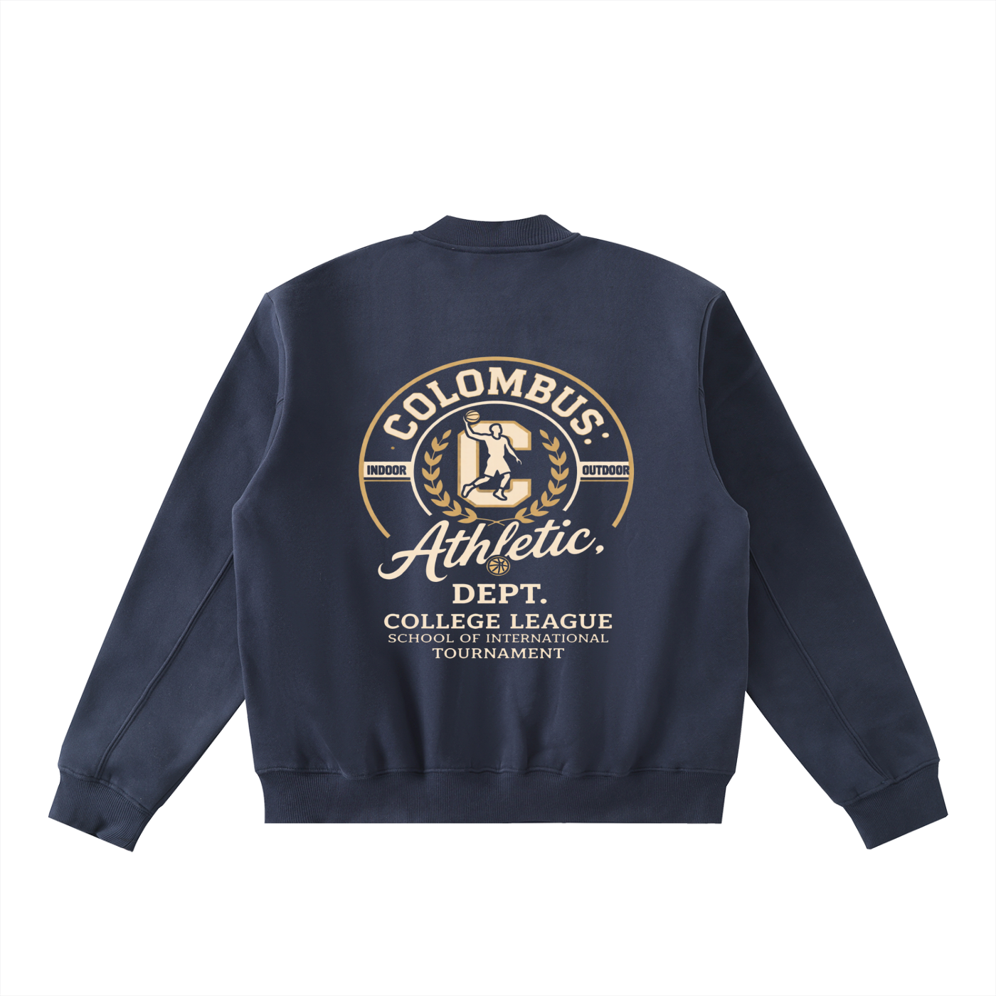Essential Zip-Up Fleeced Varsity Jacket