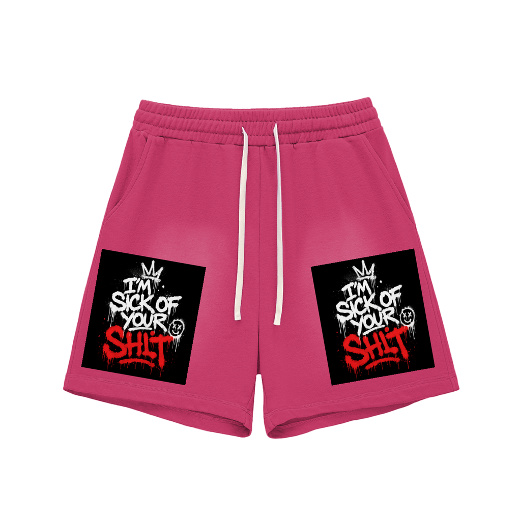 Sun Fade Raw Edge Cotton Shorts