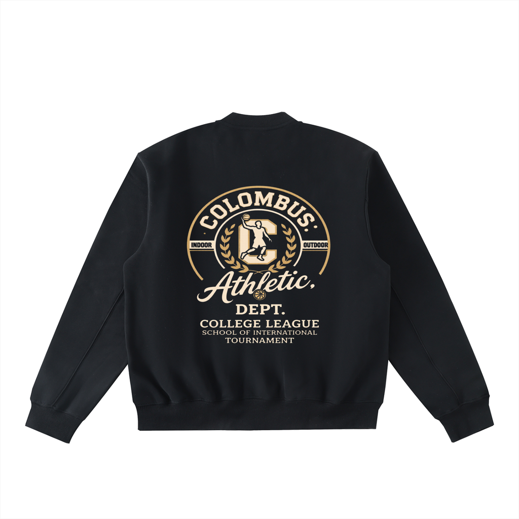Essential Zip-Up Fleeced Varsity Jacket