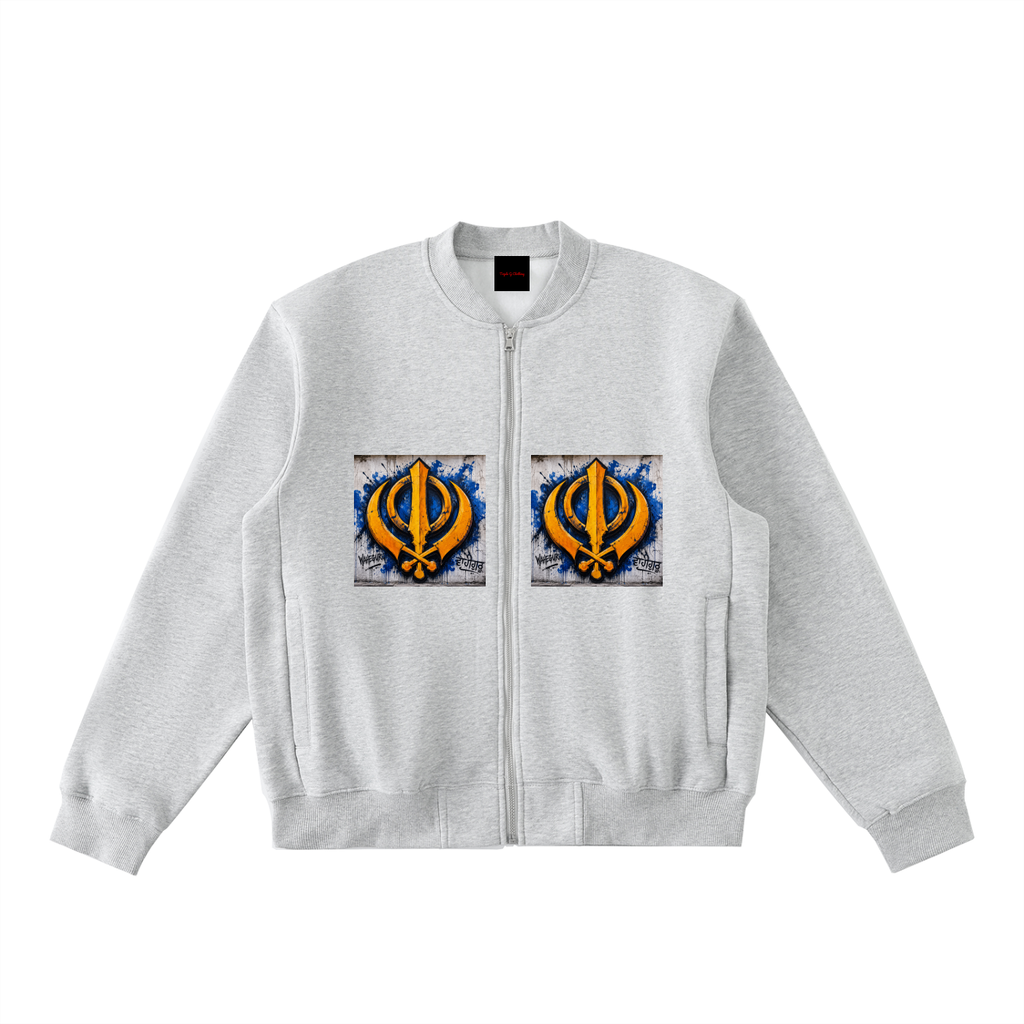 Essential Zip-Up Fleeced Varsity Jacket