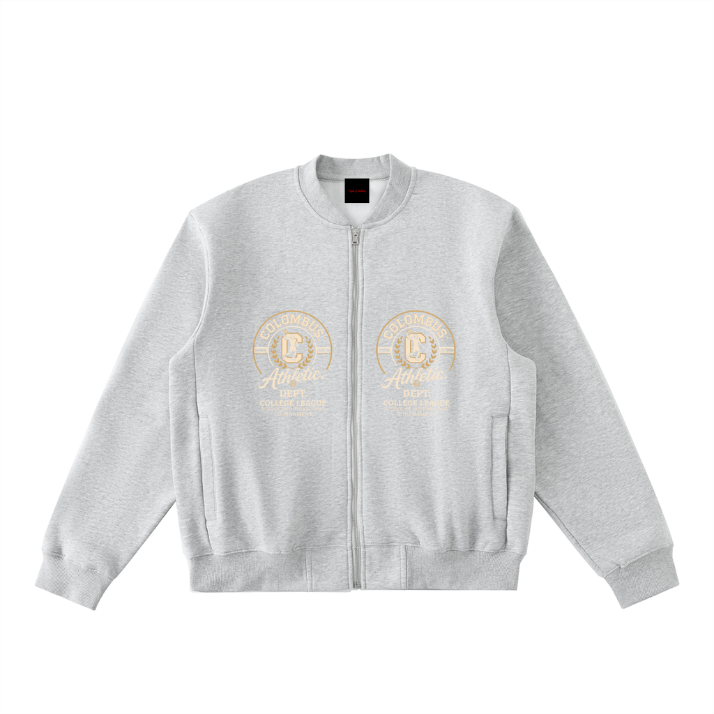 Essential Zip-Up Fleeced Varsity Jacket