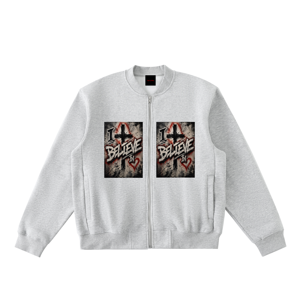 Essential Zip-Up Fleeced Varsity Jacket